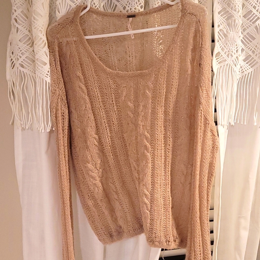 Free people open knit light sweater like new